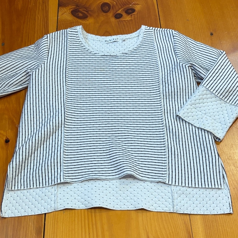 HABITAT S White & Black Lagenlook Patchwork Sweater Blouse - Picture 1 of 6